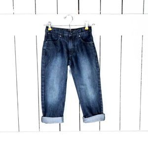 Kids dark blue faded denim jeans